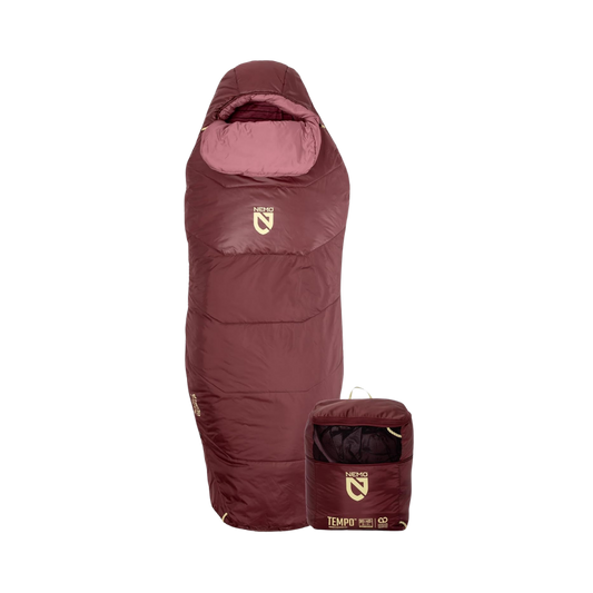 NEMO EQUIPMENT WOMENS TEMPO SLEEPING BAG CHOCOLATE ROSE