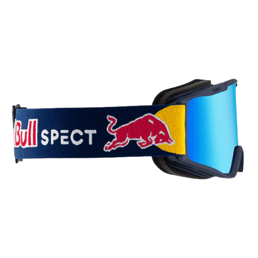 RED BULL SPECT NEON GOGGLES – SNOW GOGGLES FOR WINTER SPORTS - BLUE FRAME - SMOKE WITH BLUE MIRROR - SIDE VIEW
