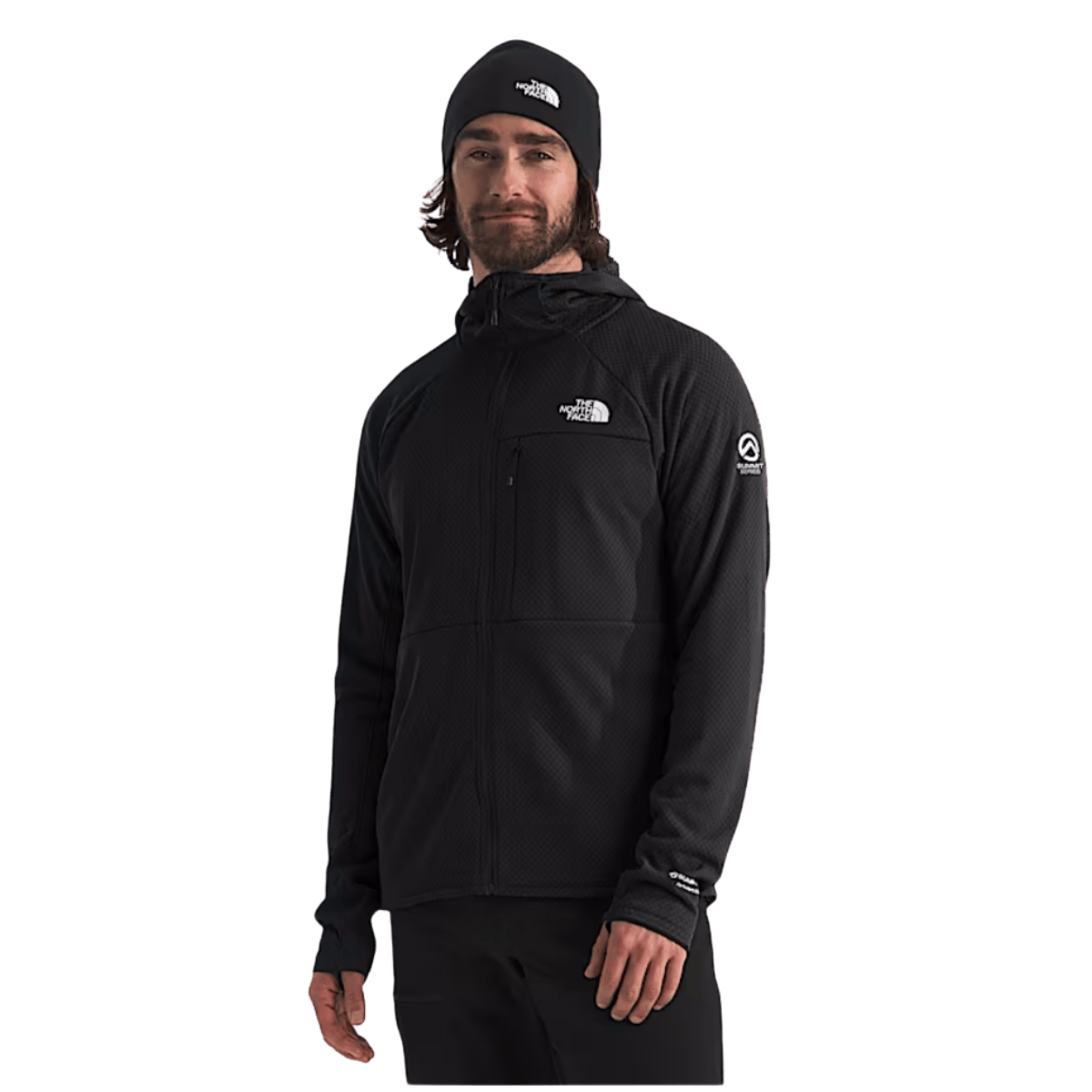 SUMMIT MEN'S FUTUREFLEECE FULL-ZIP HOODIE - TNF BLACK _ FRONT ANGLE