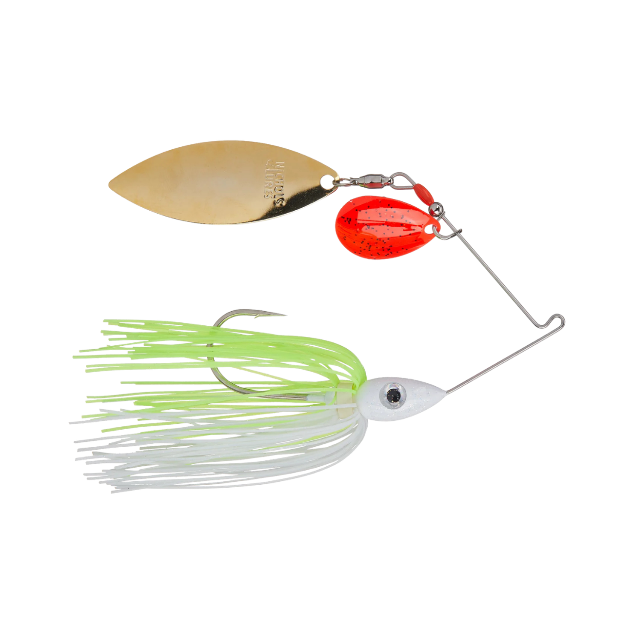 NICHOLS LURES PULSATOR KICKER SPINNERBAIT WHITE CHARTREUSE