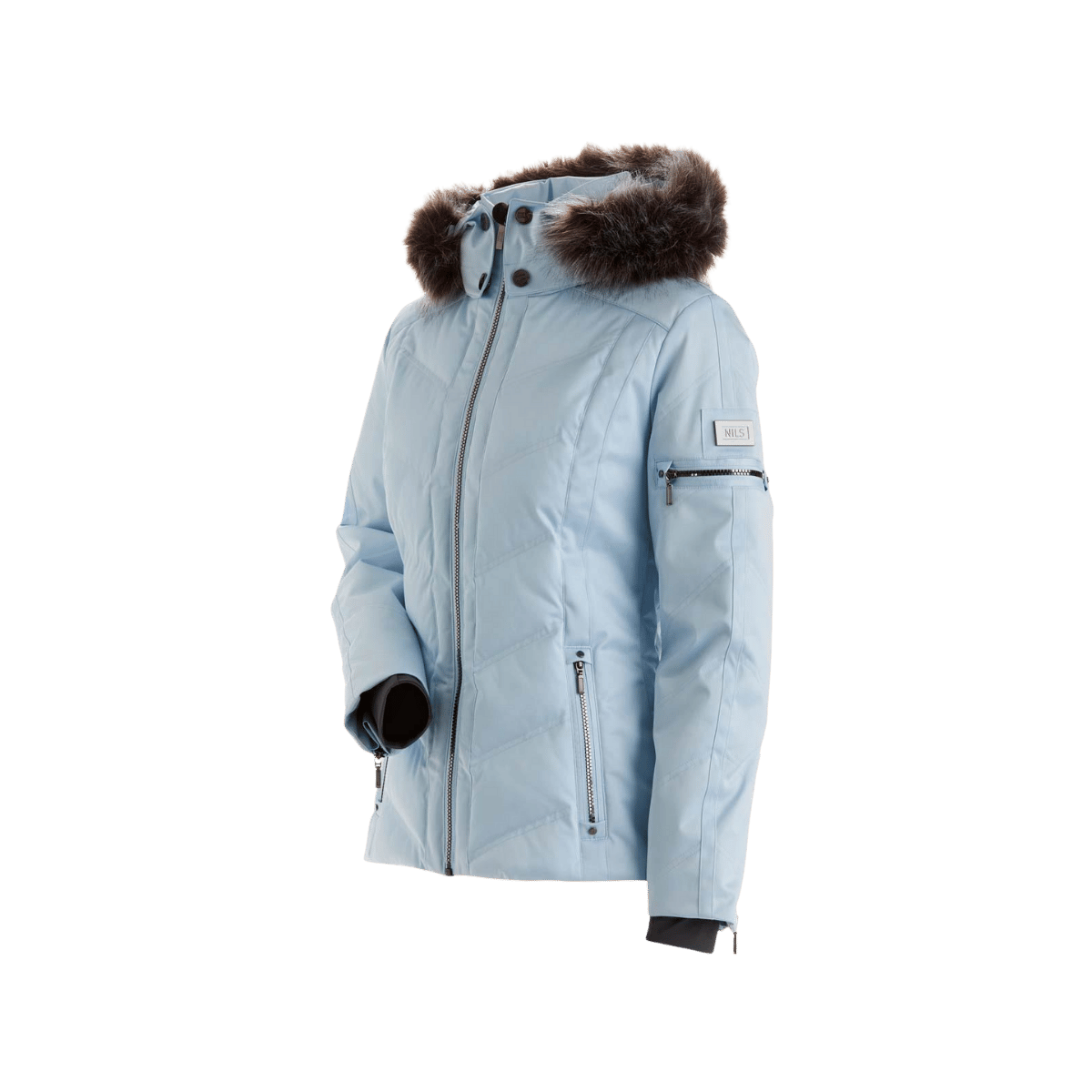 NILS WOMEN'S CERVINIA FAUX FUR PARKA - ICE BLUE - SIDE VIEW