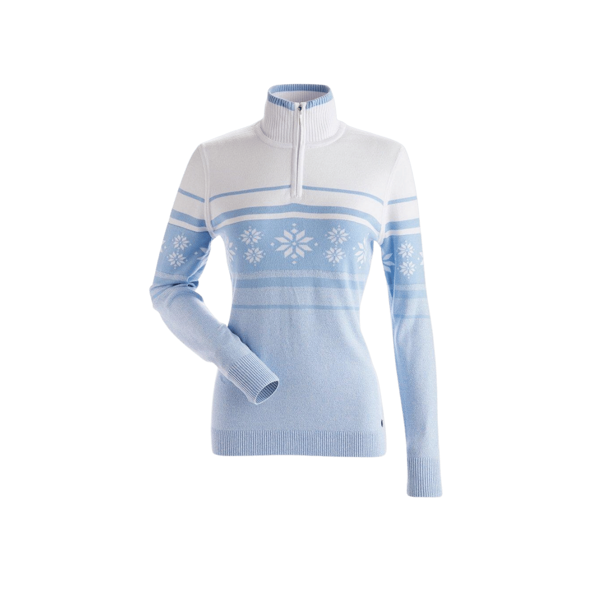 NILS WOMEN'S DEER VALLEY 1/4 ZIP SWEATER - ICE BLUE/WHITE