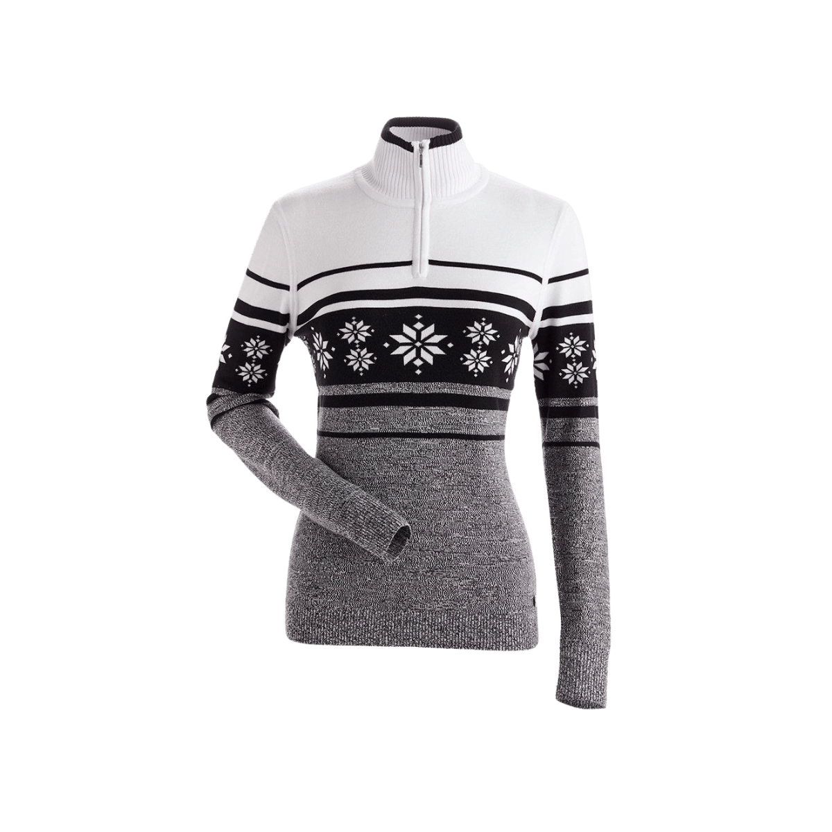 NILS WOMEN'S DEER VALLEY 1/4 ZIP SWEATER - BLACK/WHITE