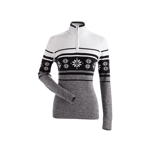 NILS WOMEN'S DEER VALLEY 1/4 ZIP SWEATER - BLACK/WHITE