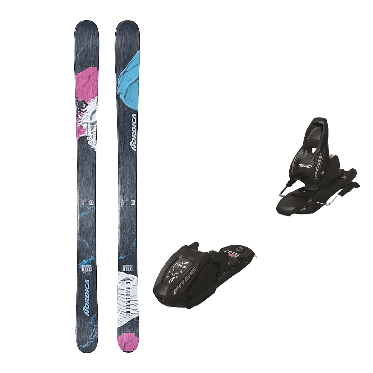 NORDICA UNLEASHED 90 SKIS MARKER FREE 7 BINDINGS