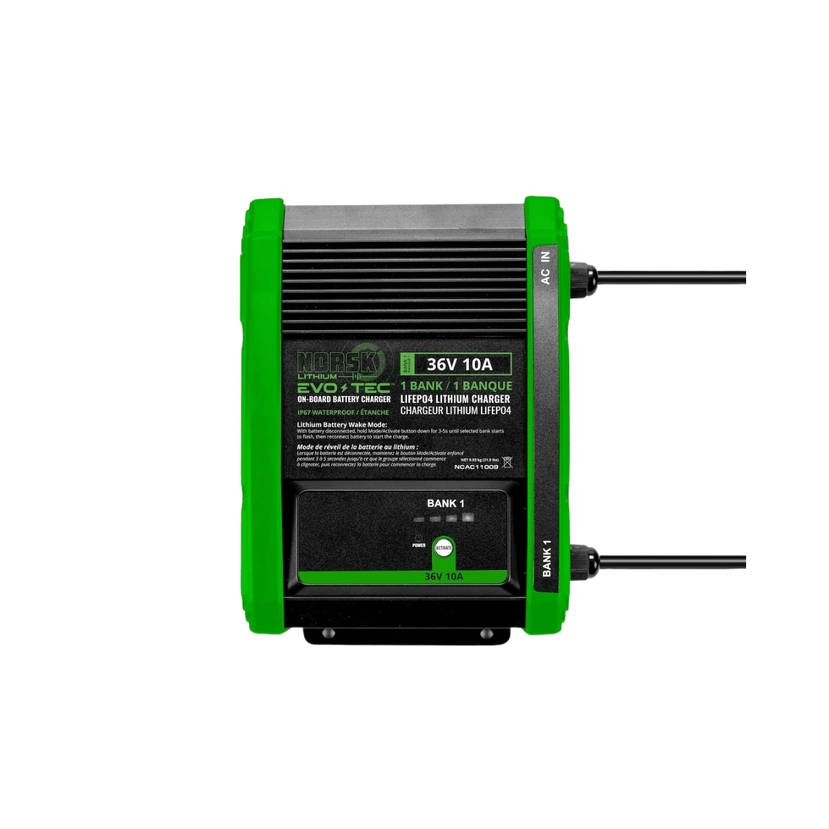 NORSK FISHING 1B 36V 10A LIFEPO4 MARINE A/C GREEN