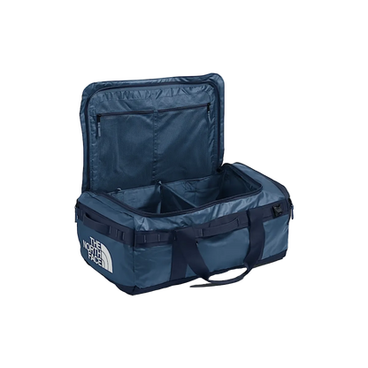 NORTH FACE BASE CAMP VOYAGER DUFFEL 62L - SHADY BLUE/SUMMIT NAVY, LOGO