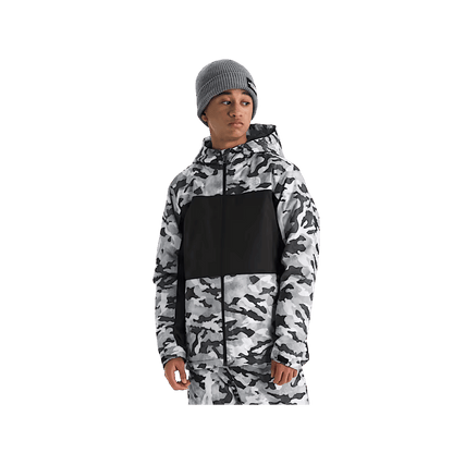 NORTH FACE BOY'S FREEDOM INSULATED JACKET PRINT - SMOKED PEARL/TNF CAMO, FRONT ANGLE, SM, MD, LG, XL, XXL