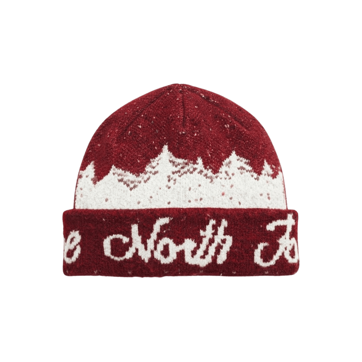 NORTH FACE CABIN MOUNTAINSCAPE BEANIE ELEVATION RED WHITE DUNE