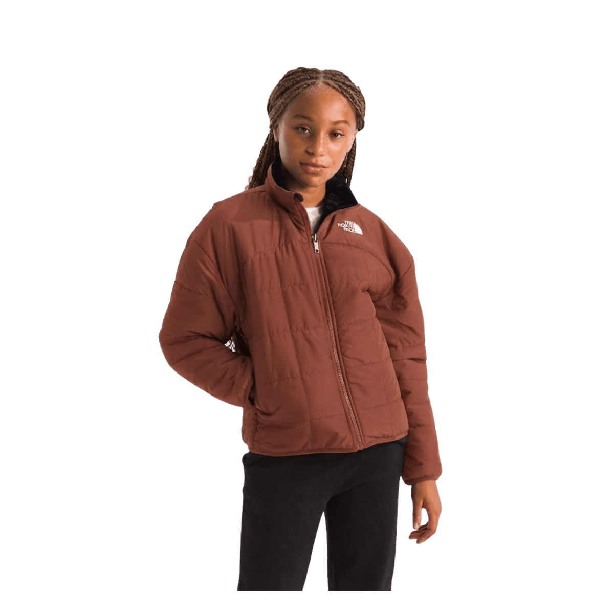 NORTH FACE GIRL'S REVERSIBLE SHASTA FULL ZIP JACKET- CLAY