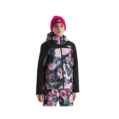 NORTH FACE GIRLS FREEDOM INSULATED JACKET PRINT - PALE BLOSSON FROZEN FLORAL, FRONT ANGLE, SM, MD, LG, XL, XXL