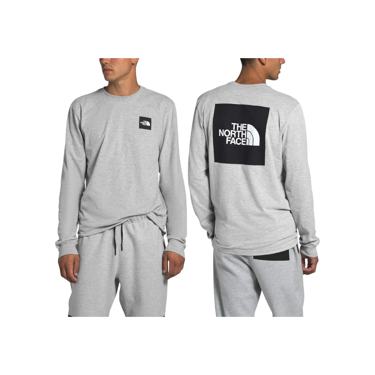 NORTH FACE L/S BOX NSE TEE TNF MED GREY HEATHER