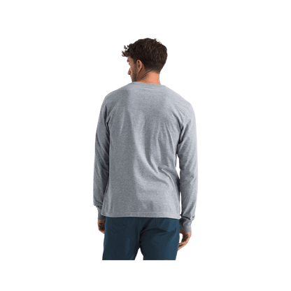 NORTH FACE MEN'S EVOLUTION LONG SLEEVE TEE - PALE GREY HEATHER, BACK ANGLE, SM, MD, LG, XL, XXL