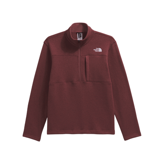 NORTH FACE MEN'S GORDON LYONS 1/4 ZIP - SUMAC HEATHER, FRONT ANGLE, SM, MD, LG, XL, XXL