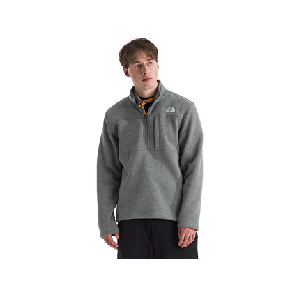 NORTH FACE MEN'S GORDON LYONS 1/4 ZIP - TNF MEDIUM GREY HEATHER, FRONT ANGLE, SM, MD, LG, XL, XXL, 3XL
