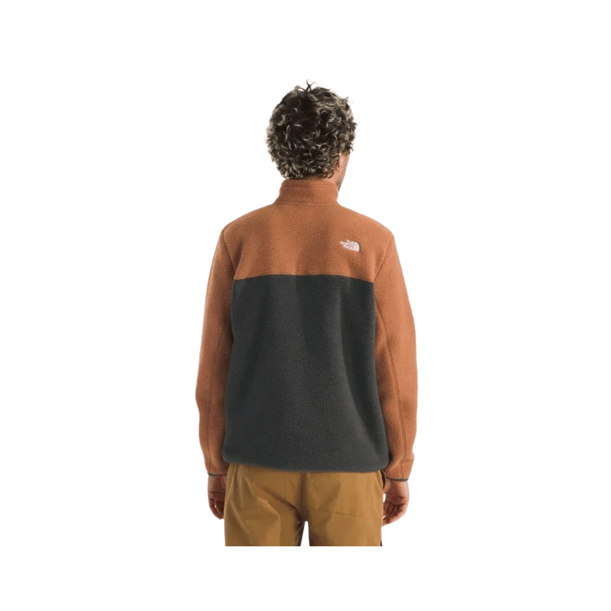 NORTH FACE MEN'S YUMIORI 1/4 ZIP - ASPHALT GREY/BURNT UMBER/SUMMIT GOLD, BACK ANGLE, SM, MD, LG, XL, XXL