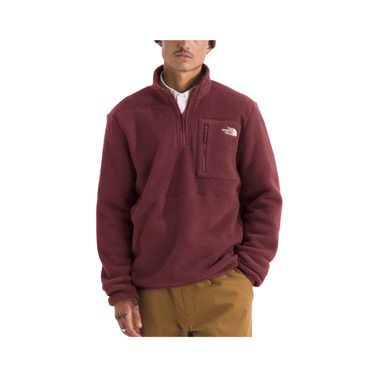 NORTH FACE MEN'S YUMIORI 1/4 ZIP - SUMAC, FRONT ANGLE, SM, MD, LG, XL, XXL