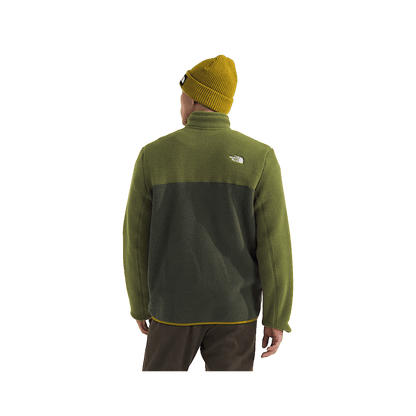 NORTH FACE MEN'S YUMIORI 1/4 ZIP - TAUPE GREEN/ WOODLAND GREEN/DEEP DIJON, BACK ANGLE, SM, MD, LG, XL, XXL
