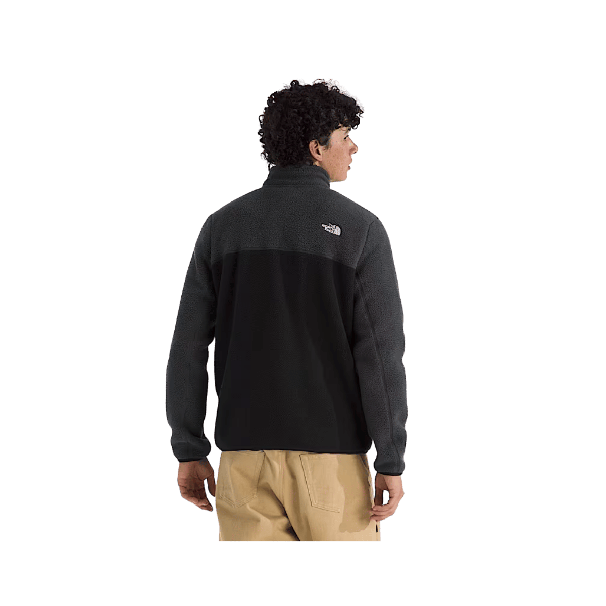 NORTH FACE MEN'S YUMIORI 1/4 ZIP - TNF BLACK/ASPHALT GREY/MONUMENT GREY, BACK ANGLE, SM, MD, LG, XL, XXL