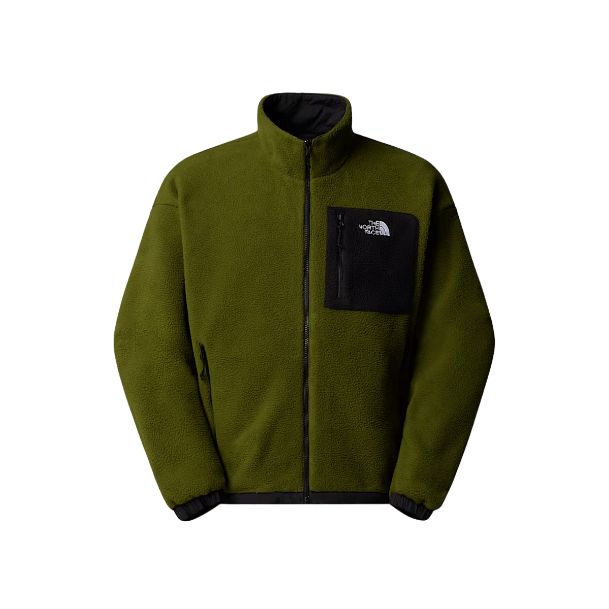 NORTH FACE MEN'S YUMIORI REVERSIBLE JACKET - TNF BLACK/WOODLAND GREEN, FRONT ANGLE, SM, MD, LG, XL
