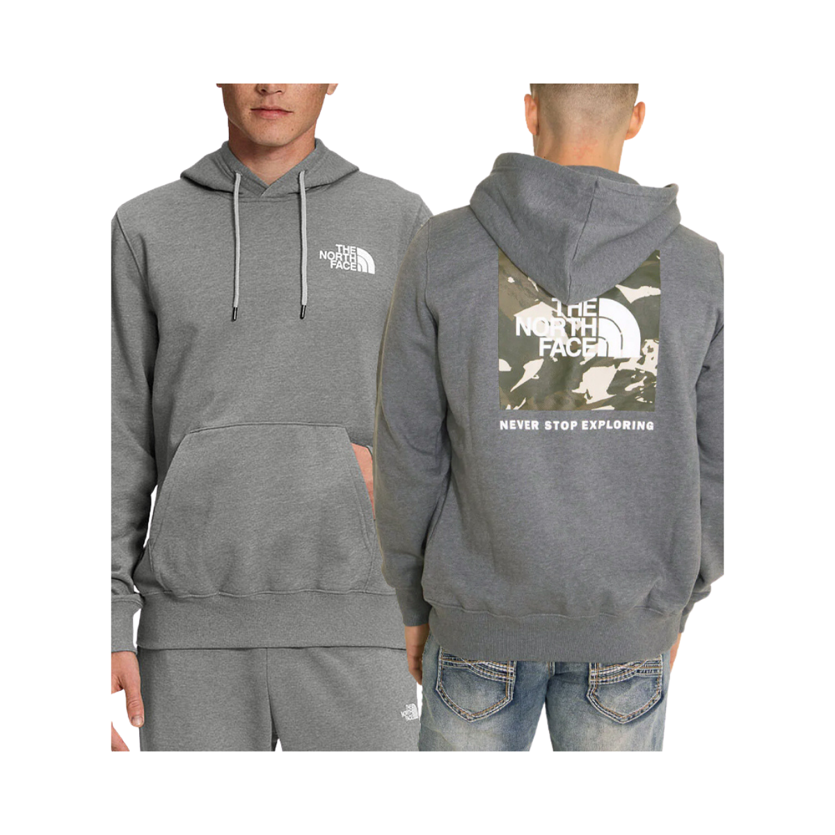 NORTH FACE PRINTED BOX NSE HOODIE TNF MED GREY HEATHER