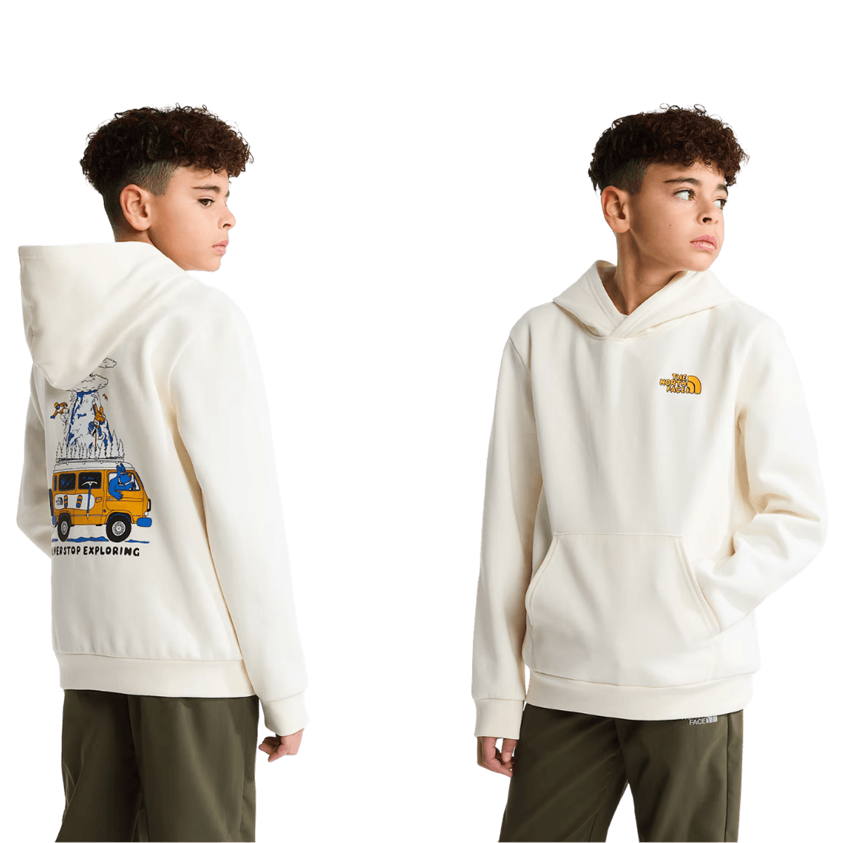 NORTH FACE TEEN BOYS OUTDOOR REG HOODIE WHITE DUNE