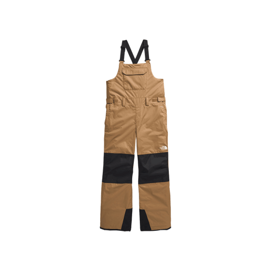 NORTH FACE TEEN FREEDOM INSULATED BIB - UTILITY BROWN, FRONT ANGLE, SM, MD, LG, XL, XXL