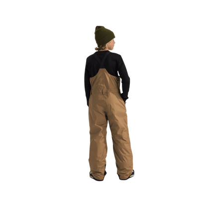 NORTH FACE TEEN FREEDOM INSULATED BIB - UTILITY BROWN, BACK ANGLE, SM, MD, LG, XL, XXL