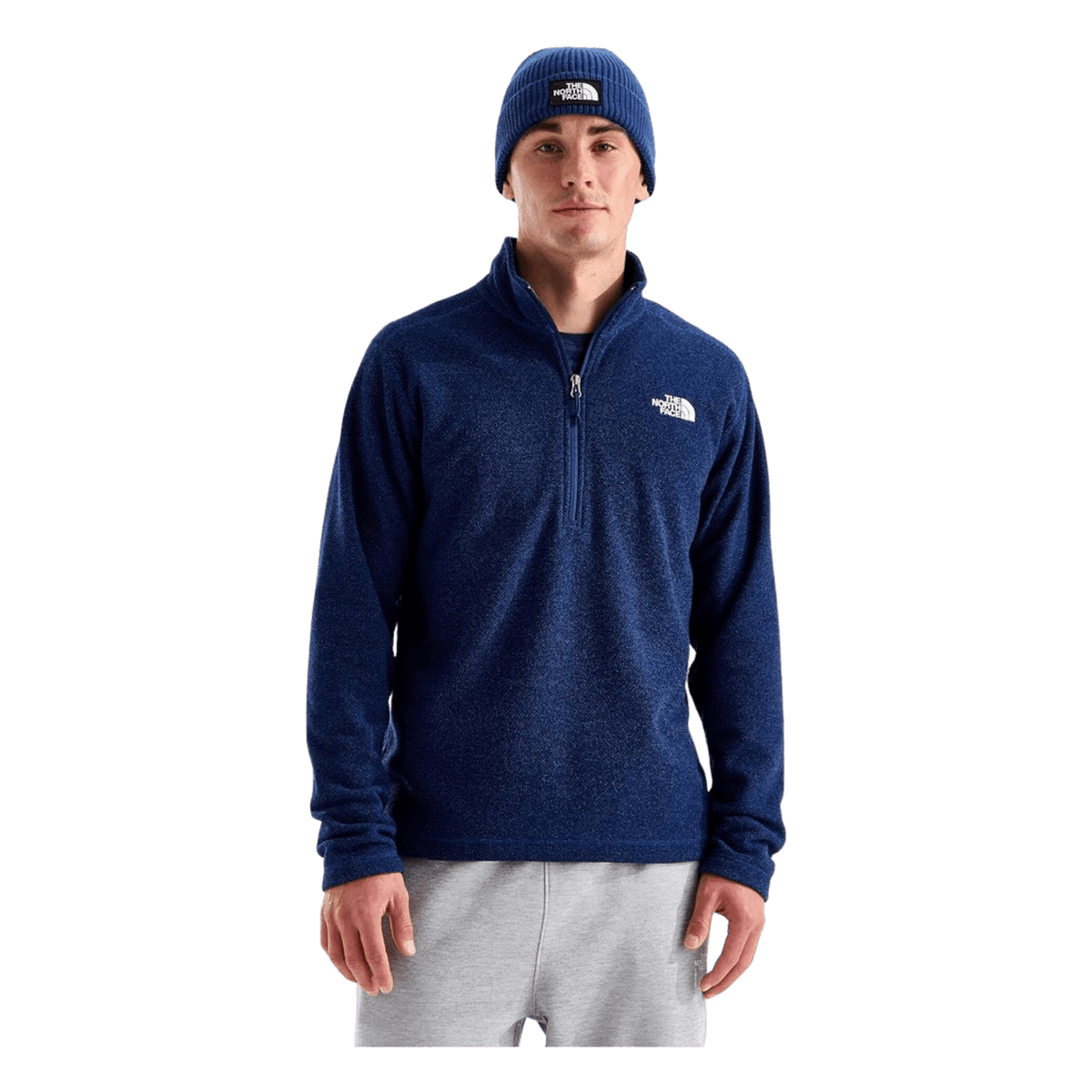 NORTH FACE TEXTURED CAP ROCK 1/4 ZIP BOLD BLUE HEATHER