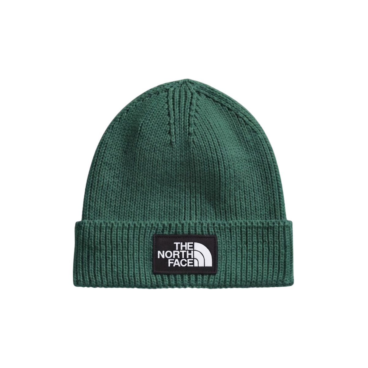 NORTH FACE TNF LOGO BOX CUFFED BEANIE BOTTLE GREEN
