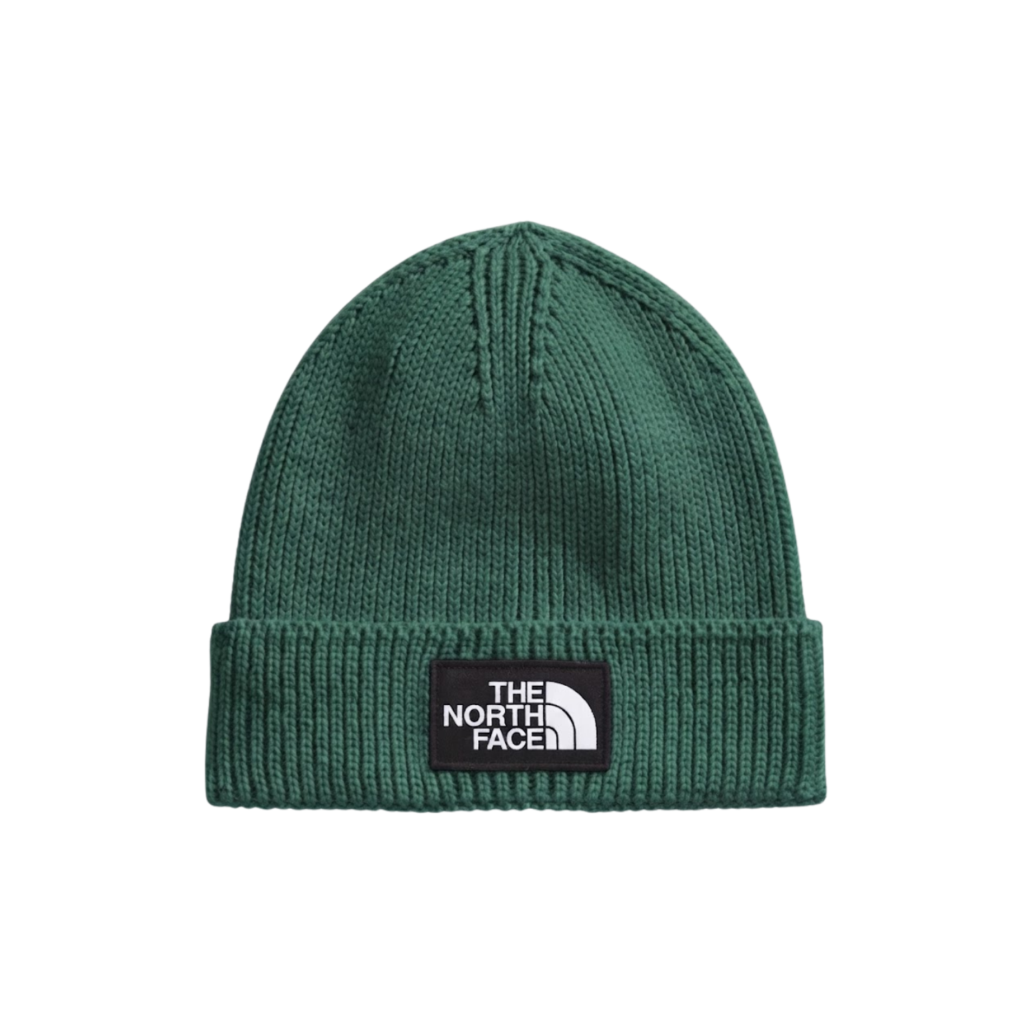 NORTH FACE TNF LOGO BOX CUFFED BEANIE BOTTLE GREEN
