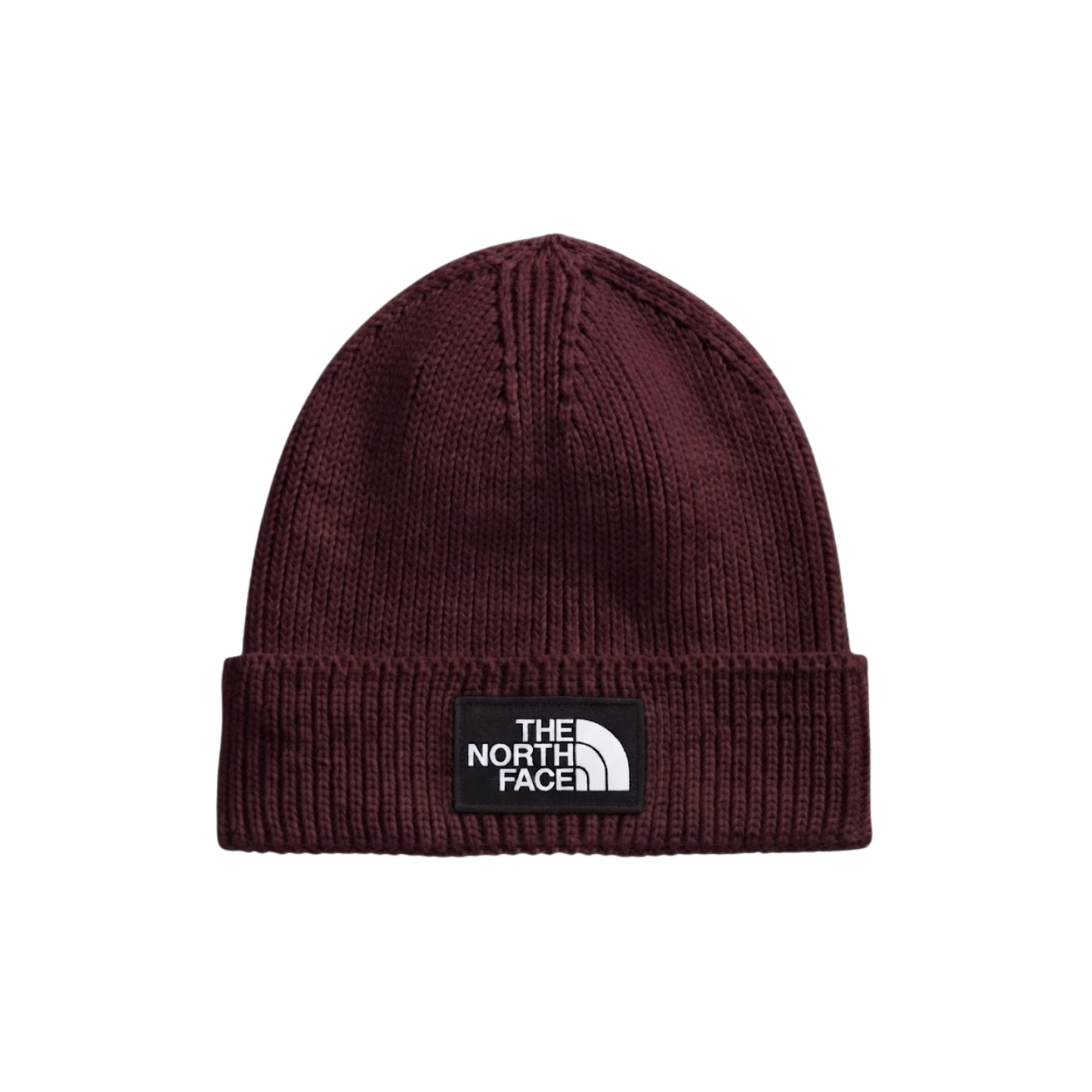 NORTH FACE TNF LOGO BOX CUFFED BEANIE BURGUNDY PLUM