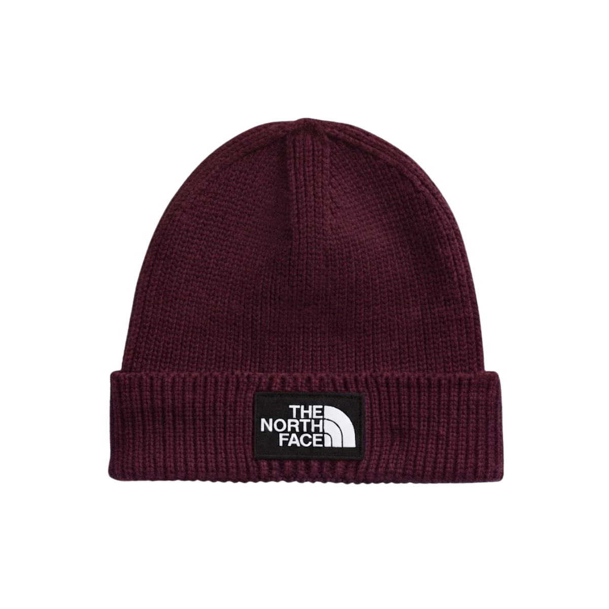 NORTH FACE TNF LOGO BOX CUFFED BEANIE DEEP BURGUNDY