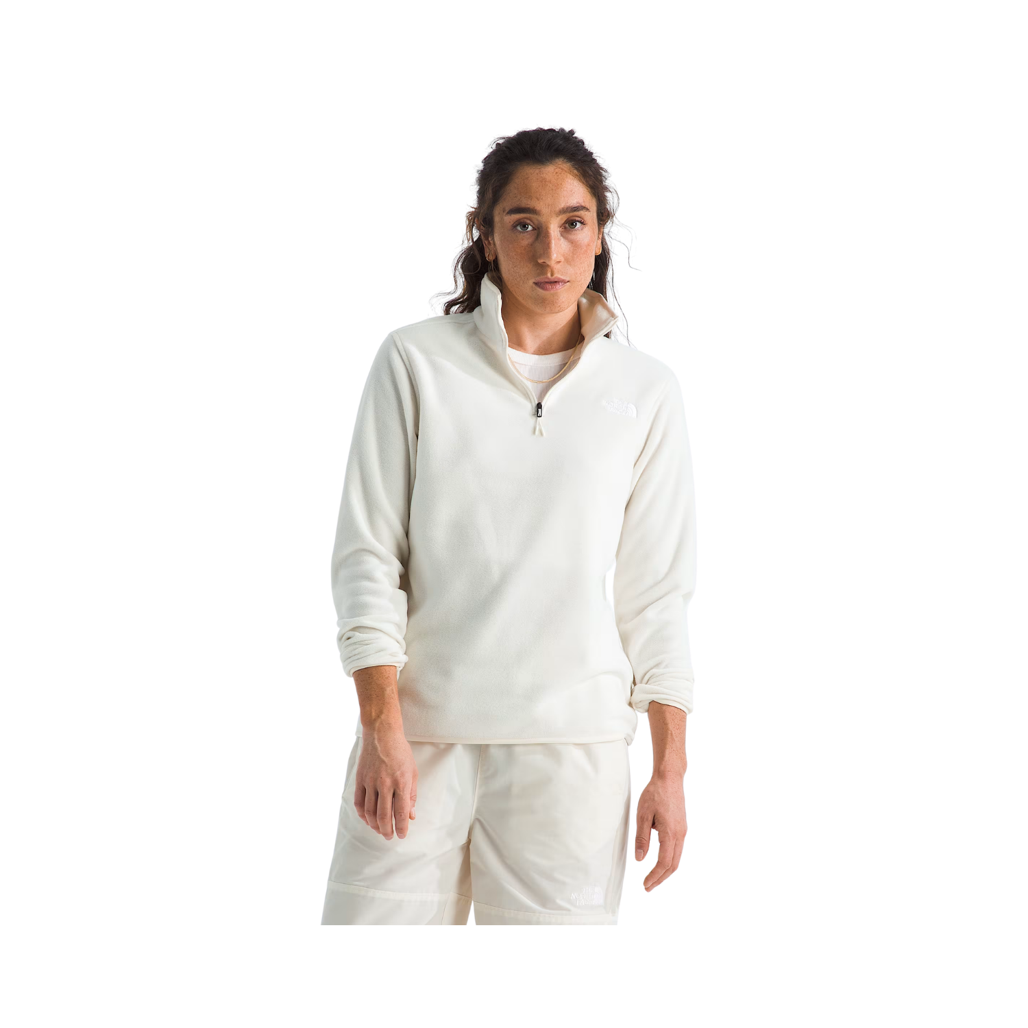 NORTH FACE W GLACIER FLEECE 1/4 ZIP JKT WHITE DUNE