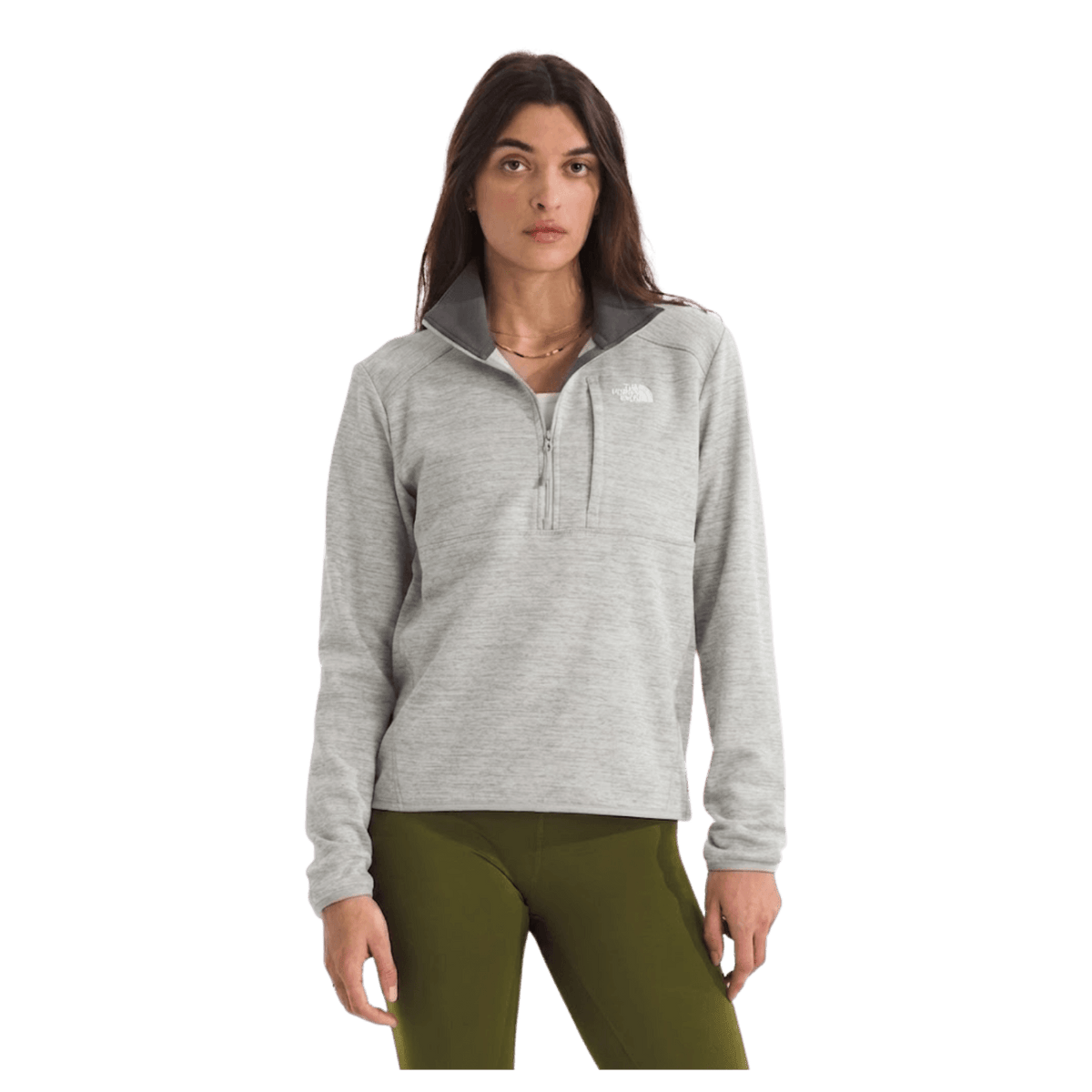 NORTH FACE W PERFORMANCE FLEECE 1/4 ZIP LIGHT HEATHER STONE
