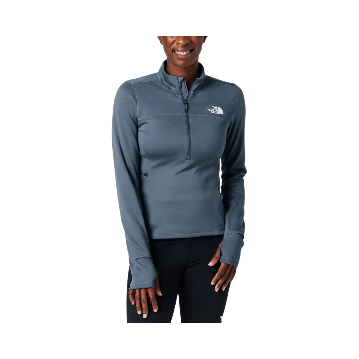 NORTH FACE W PRINTED WINTER WARM 1/4 ZIP SHADY BLUE