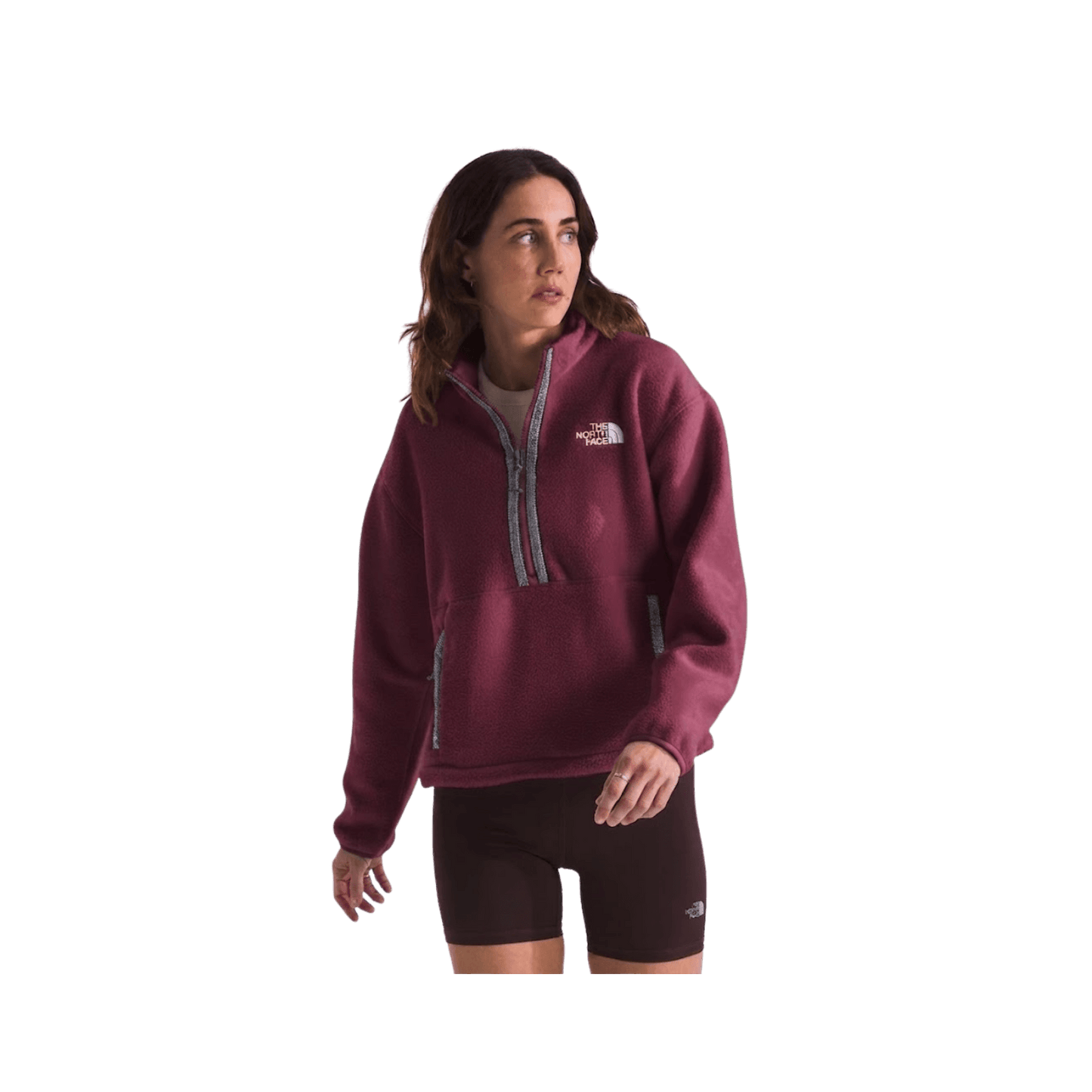 NORTH FACE W TNF FLEESKI 1/4 ZIP PO BURGUNDY CRUSH