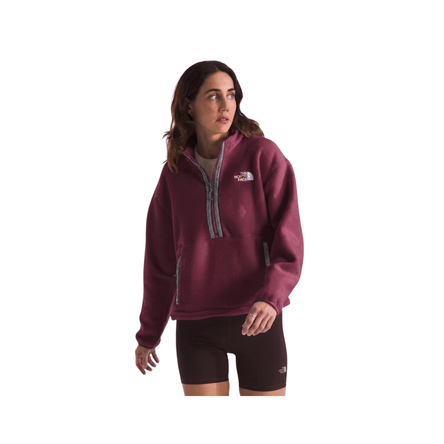 NORTH FACE W TNF FLEESKI 1/4 ZIP PO BURGUNDY CRUSH