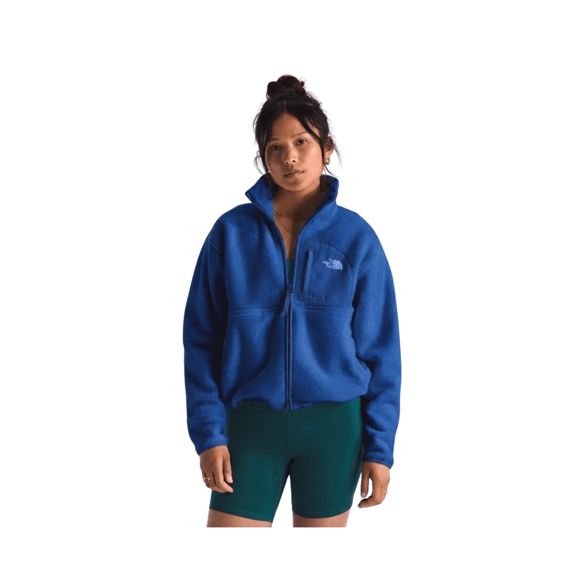 NORTH FACE WOMEN'S YUMIORI OFF PEAK HALF ZIP JACKET- BOLD BLUE