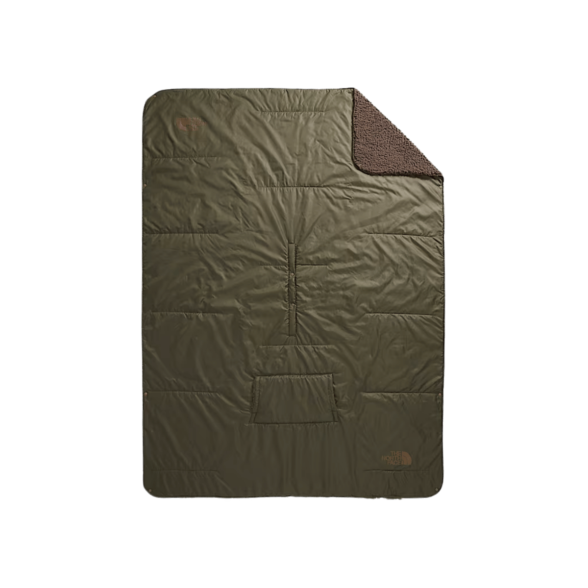 NORTH FACE WAWONA FUZZY BLANKET - TAUPE GREEN/SMOKEY BROWN, FULL BLANKET VIEW