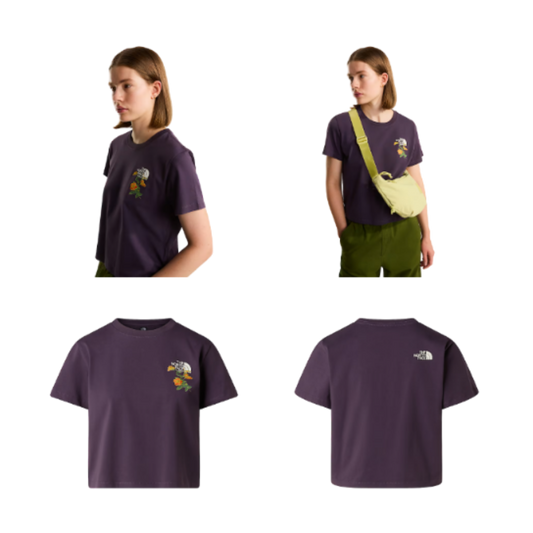 NORTH FACE WOMENS FLORA EMBRO REG S/S TEE ENDLESS DUSK