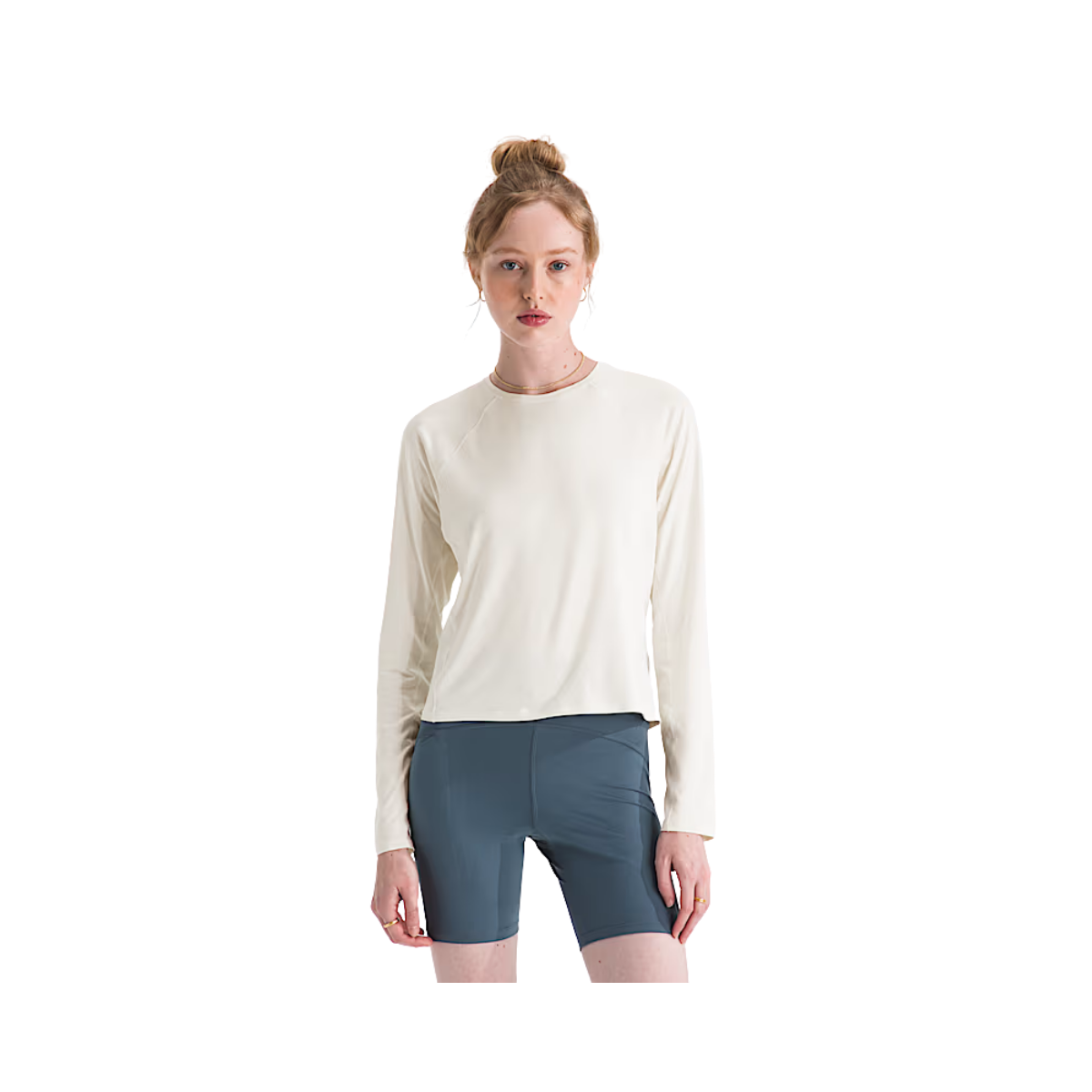 NORTH FACE WOMENS JAIDA LONG SLEEVE WHITE DUNE LIGHT HEATHER