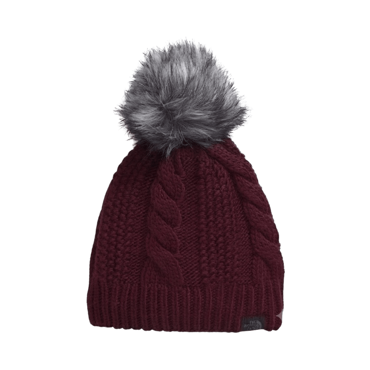 NORTH FACE W OH MEGA FUR POM LINED BEANIE BURGUNDY CRUSH