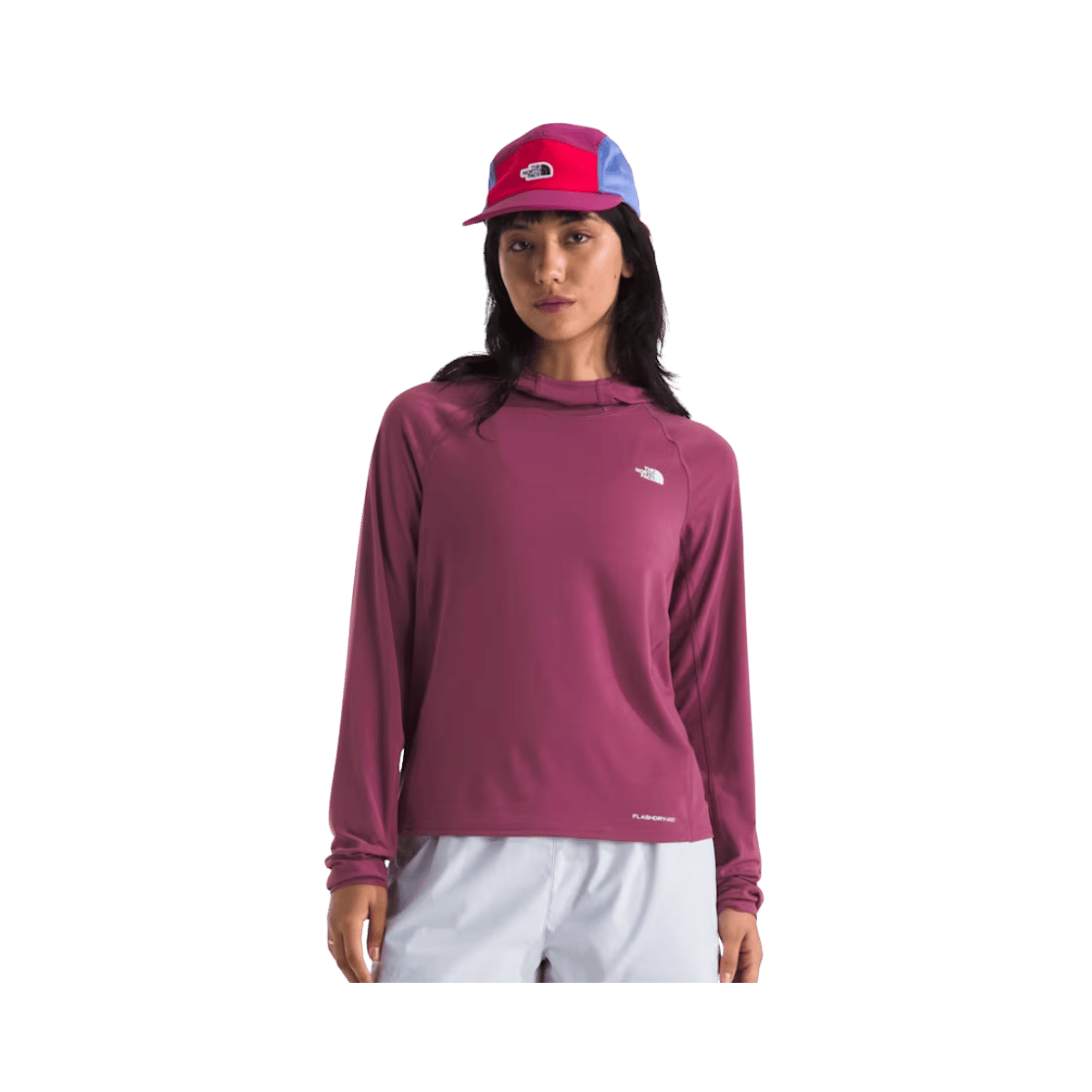 NORTH FACE WOMEN'S ADVENTURE SUN HOODIE - CYBER BERRY, FRONT ANGLE, SM, MD, LG, XL