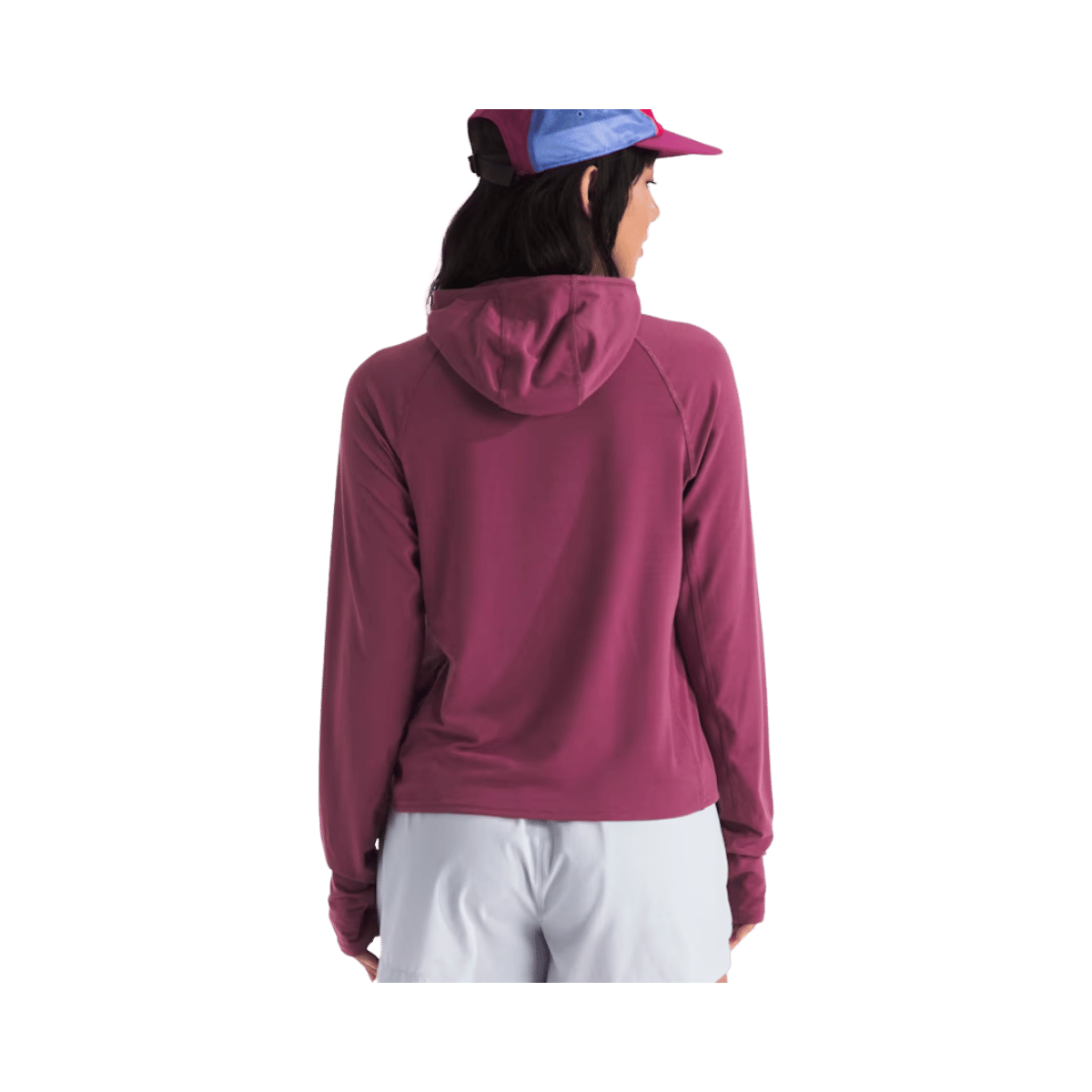 NORTH FACE WOMEN'S ADVENTURE SUN HOODIE - CYBER BERRY, BACK ANGLE, SM, MD, LG, XL