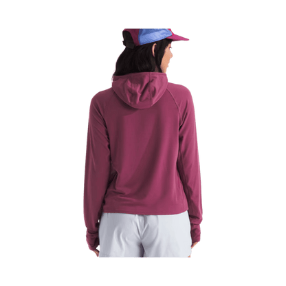 NORTH FACE WOMEN'S ADVENTURE SUN HOODIE - CYBER BERRY, BACK ANGLE, SM, MD, LG, XL