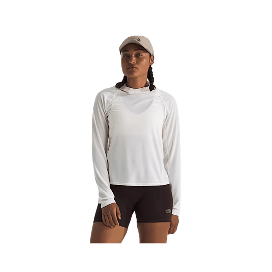 NORTH FACE WOMEN'S ADVENTURE SUN HOODIE - WHITE DUNE, FRONT ANGLE, SM, MD, LG, XL, XXL