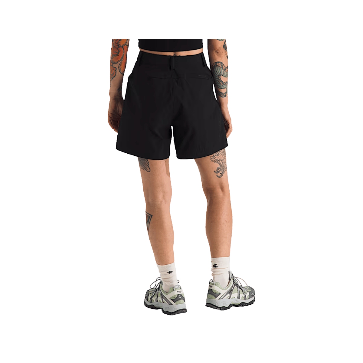NORTH FACE WOMEN'S BASIN SHORT 5" - TNF BLACK, BACK ANGLE, 04, 06, 08, 10, 12
