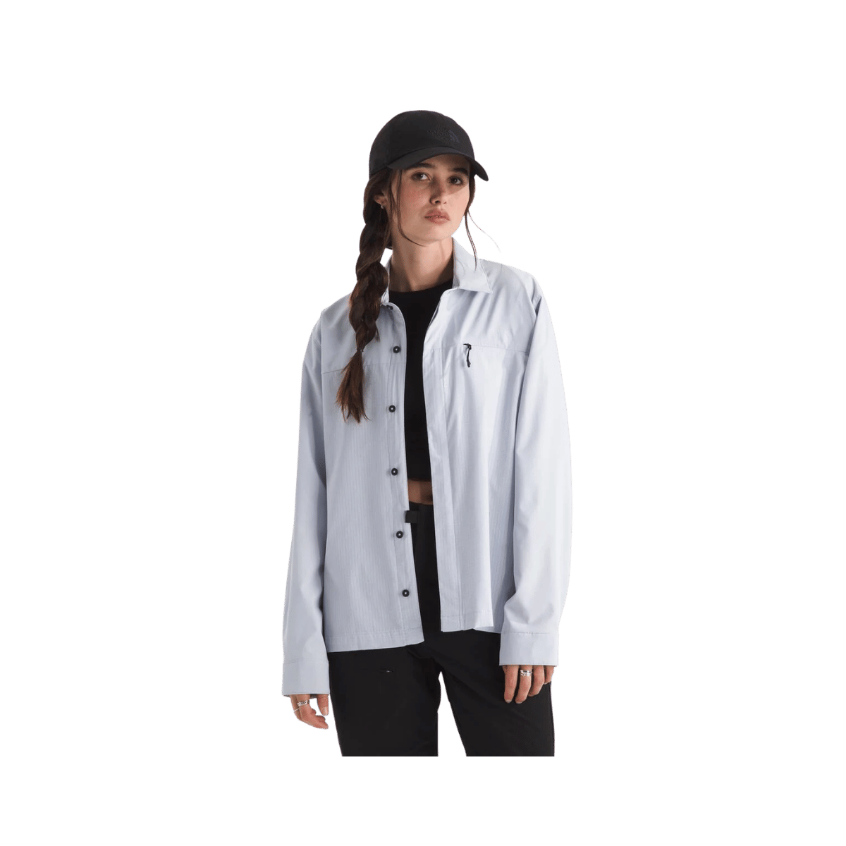 NORTH FACE WOMEN'S LONG SLEEVE LIGHTRANGE SHIRT - MYSTIC HAZE, FRONT ANGLE, SM, MD, LG, XL