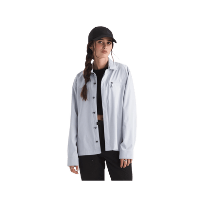 NORTH FACE WOMEN'S LONG SLEEVE LIGHTRANGE SHIRT - MYSTIC HAZE, FRONT ANGLE, SM, MD, LG, XL